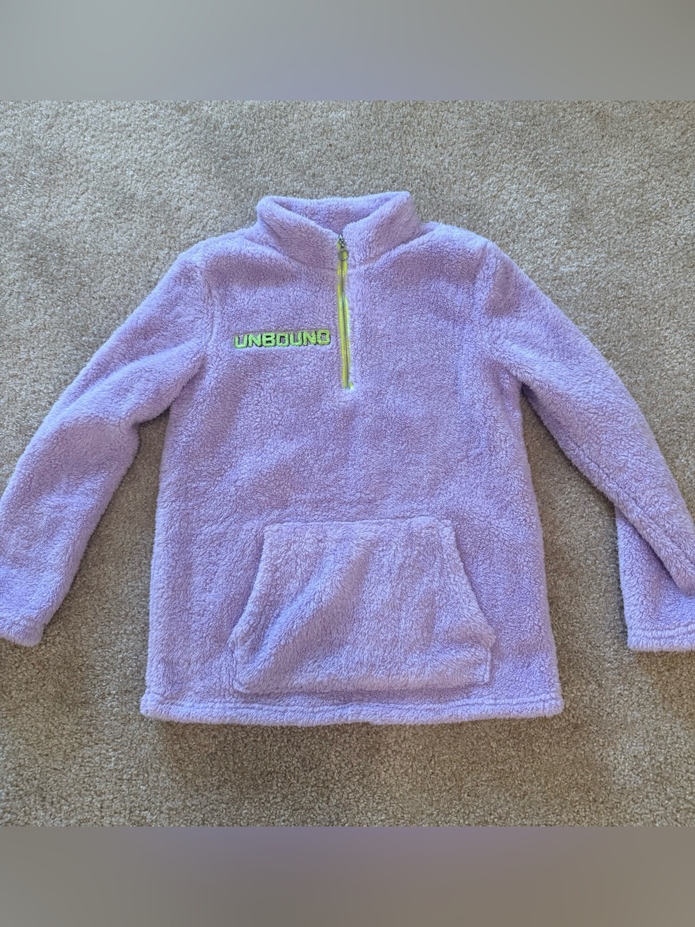Purple and lime green sherpa quarter zip